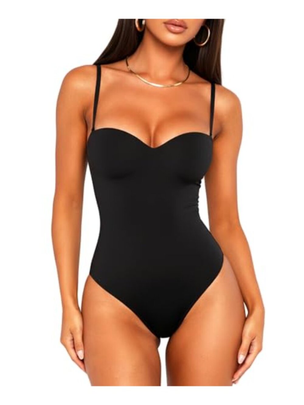 OZICERD Sweetheart Neck Cami Bodysuit with Built in Bra Adjustable Straps